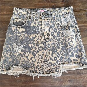 Buddy Love Animal Print Denim Skirt